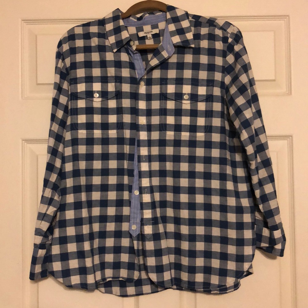 Madewell Blue Checked Button Down large EUC